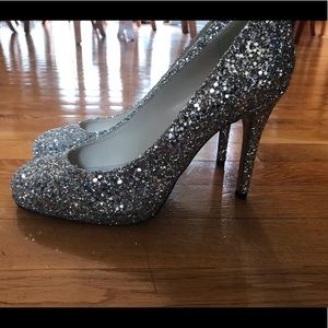 COPY - Stuart Weizmann Platswoon Silver Glitter Shoe